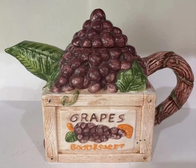 Vintage 1994 Grape Crate Teapot, Pick of the Crop Cardinal. - Image 1 of 4