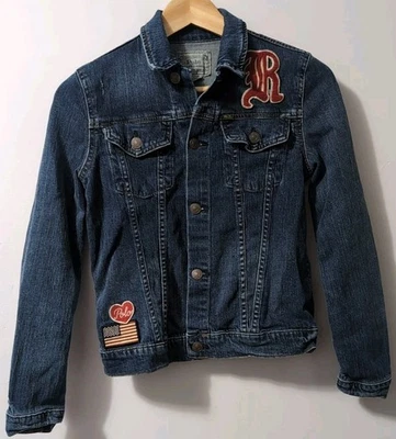 Girls Ralph Lauren Polo Denim Jean Jacket Kids Patches Size 14 Large  - Image 1 of 4