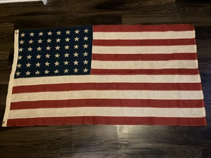 48 Star American Flag WWII Era VINTAGE 56"x31" - Picture 1 of 7