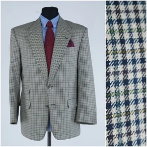 Mens Wool Silk Sport Coat 40S US Size ANGELO LITRICO Blazer Check Jacket - Picture 1 of 16