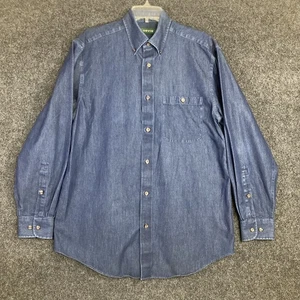 Orvis Medium faltenfreies langärmliges blaues geknöpftes Herrenhemd - Bild 1 von 9
