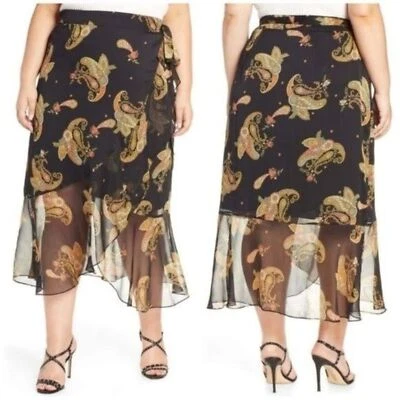 Falda midi Vince Camuto nueva con etiquetas para mujer cachemira especias con volantes de gasa talla grande 22W Foto 1 de 4