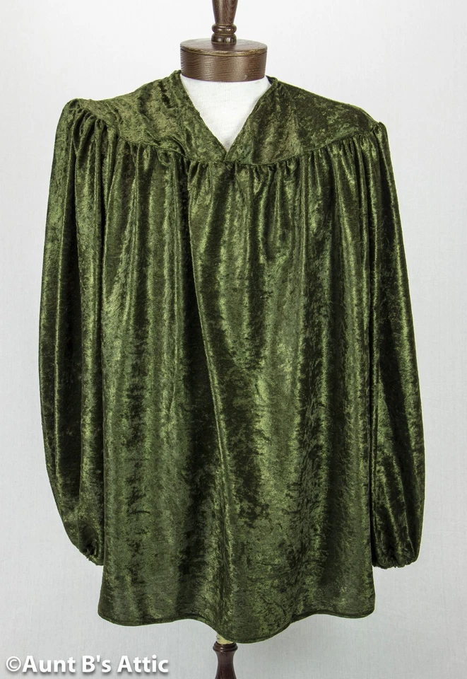 Camisa Renacimiento Para Hombre Estilo Campesino Terciopelo Reunido Yugo Disfraz Camisa Lg-Xl Foto 1 de 1