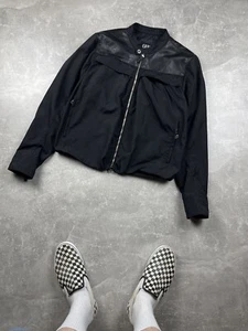 Gianfranco Ferre Archives Opium 90s Leather/Nylon Black Biker Jacket Size 48 - Picture 1 of 16