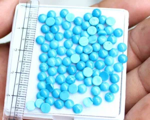 21.30 Ct 4 Mm Round Natural Arizona Nailing Blue Turquoise Loose Gemstone Lot - Picture 1 of 3
