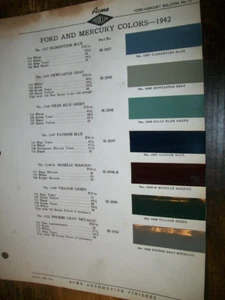 1942 FORD & MERCURY Acme car auto Paint Chips- Very Good - Picture 1 of 1