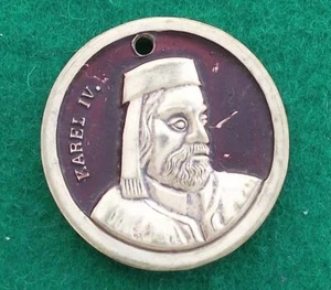 Vintage Karlstejn Castle Charles Karel IV Czech King Tourist Pendant Talisman - Picture 1 of 2