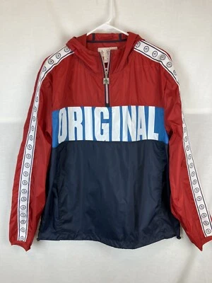 Original Penguin Men's Medium Color Block Pullover Jacket Red White Blue Hood - Image 1 of 4