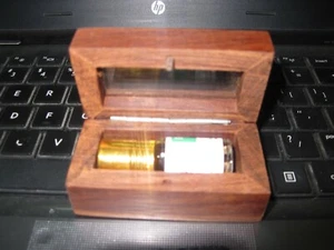 trinket box wood glass for attar bottle 2 ml itr gift purpose hinged new - Picture 1 of 3