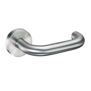 Manijas de puerta para discapacitados con palanca de retorno a puerta de 19 mm en acero inoxidable satinado - Imagen 1 de 2