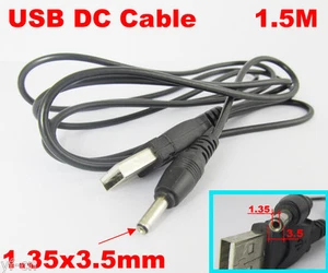 Cable de alimentación de CC USB 2.0 A macho enchufe a enchufe de CC de 1,35 x 3,5 mm 10 piezas - Imagen 1 de 5