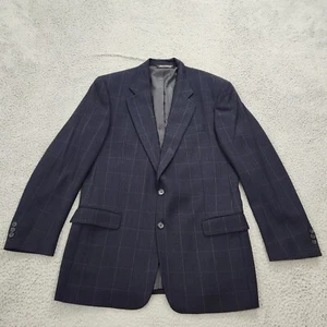 Jack Victor Montreal Sport Coat Mens 42R Blue Window Pane Plaid 2 Button Wool - Bild 1 von 17