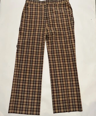 Pantalones de golf Aureus para hombre de colección años 90 tostados/azules/rojos a cuadros talla 34x28 bolsillos con trabillas para cinturón Foto 1 de 4