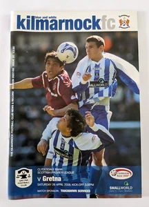 Programa de fútbol escocés Kilmarnock v Gretna abril de 2008 - Imagen 1 de 3