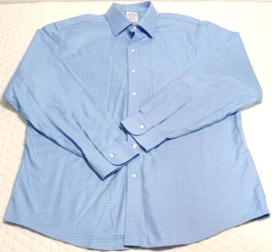 Brooks Brothers Regent Herren Large Hemd Kariert Bügelfrei Stretch Himmelblau - Bild 1 von 16