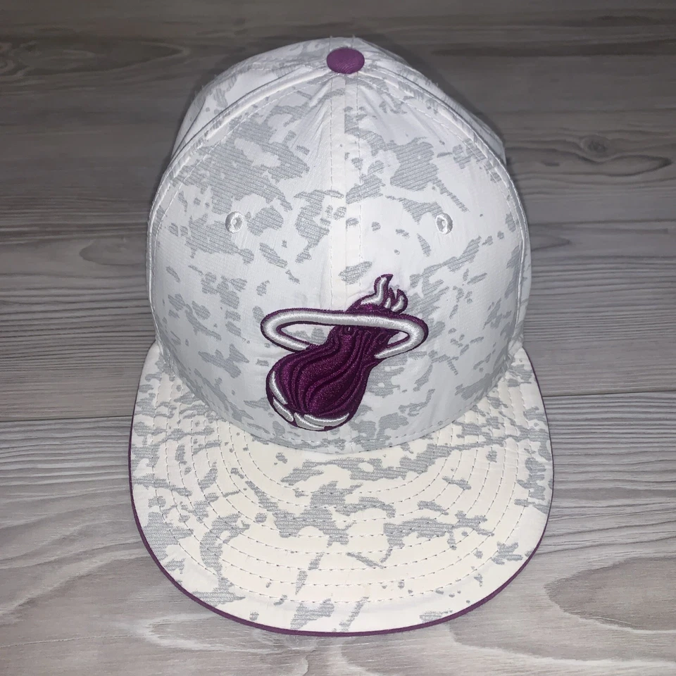 Miami Heat New Era Fitted White Camo/Purple Hardwood Classics Hat (Size: 7 3/8) - Image 1 of 4