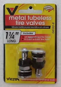 2x VICTOR 04100-8 Metal Tubeless Tire Valve, 1.25" Long .453" .625" Rim Hole -X - Picture 1 of 2