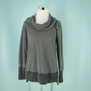 Lucky Brand Size Small S Black Cowl Neck Neck Long Sleeve Distressed Sweatshirt - Picture 1 of 3