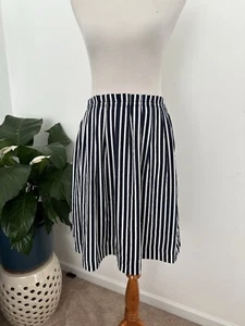 J Crew Mercantile Lined Skirt Stripe White Black Size 16 - Picture 1 of 6