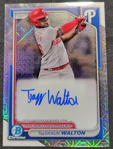 TAYSHAUN WALTON 2024 BOWMAN CHROME MEGA AUTO RC #BMA-TW PHILADELPHIA PHILLIES  - Picture 1 of 2