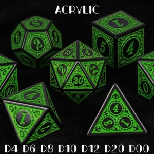 Juego de dados de plástico DND troquel poliédrico verde 7 piezas D4-D20 Dungeons and Dragons RPG - Imagen 1 de 5