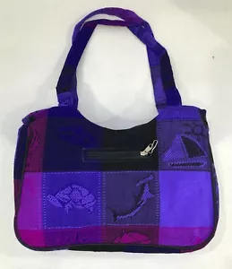 Mexican Artisan Ethnic Hippie Bag Beach Purse Tote with little change bag Purple - Picture 1 of 5