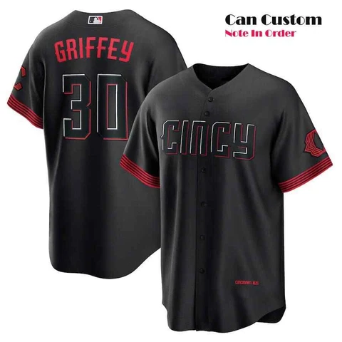 Gift Fan C Reds No.30 Ken Griffey Jr.  Black 2023 Baseball Jersey 3D Printed Cover