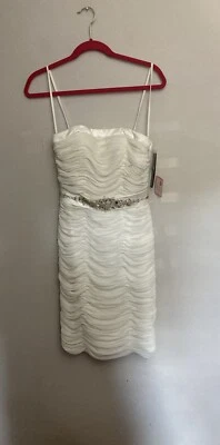 Faviana Couture White Mini Dress 2 Wedding Occasion Rhinestone  - Image 1 of 4