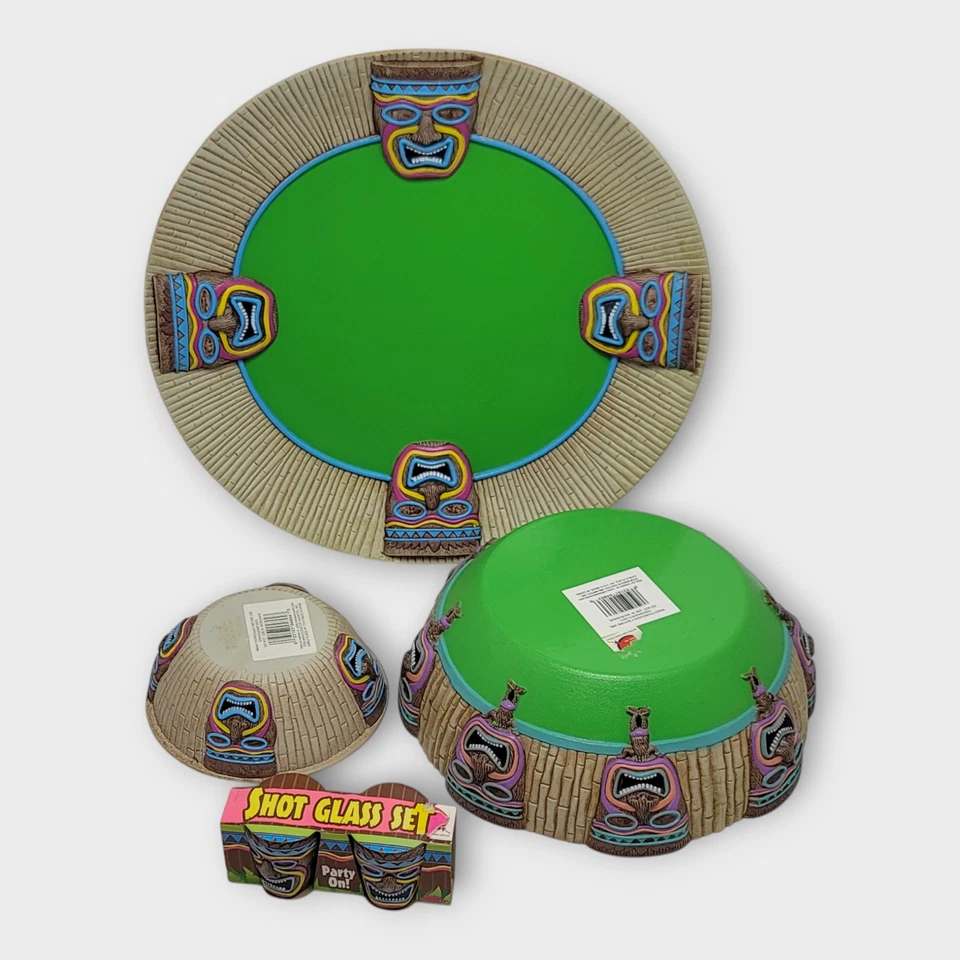 Easter Unlimited Inc Multicolor Hawaiano Tiki Plato Tazón Juego de Vasos de Chupito Foto 1 de 4