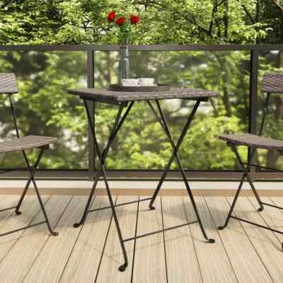 NNEVL Folding Bistro Table Grey 55x54x71 cm Poly Rattan Foto 1 de 4