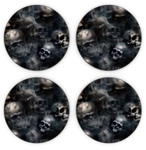The Lost Dead 4 Piece Coaster Set, Round or Square, Skulls Gothic Fantasy, Smoke - Picture 1 of 15