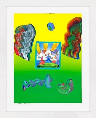 PETER MAX "COSMIC RUNNER" 2009 | TÉCNICA MIXTA ÚNICA SOBRE PAPEL | 18 X 15" ENMARCADO Foto 1 de 4