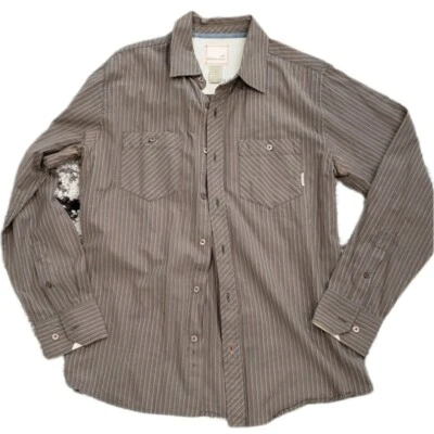 Horny Toad Brown Striped Cotton Shirt M - Image 1 of 3