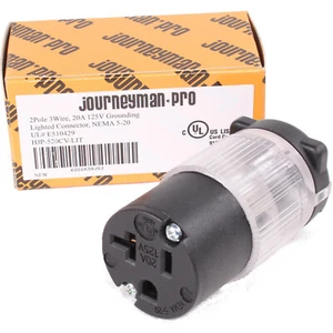 Conector de reparación de cable hembra iluminado 520-CV-LIT 20 amperios 520R hoja recta 125V - Imagen 1 de 8