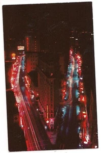 NIGHT STREET SCENE Peachtree and Broad Streets Atlanta Georgia Postcard GA - Picture 1 of 2