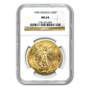 1945 Mexico Gold 50 Pesos MS-64 NGC - Picture 1 of 3