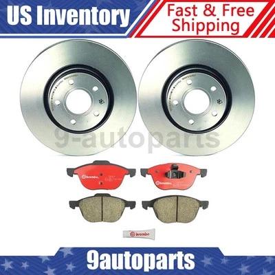 Brembo Front Brake Kit Disc Rotors Ceramic Pads for 2008-2012 Volvo C30 - Image 1 of 4