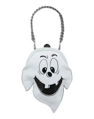 MOSCHINO - NUEVO CON ETIQUETAS 2020 Cartera Fantasma Cuero Blanco Cadena Plateada Foto 1 de 4