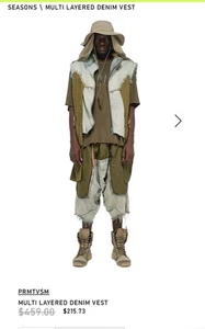 Men’s $459 HAMCUS DENIM MULTI LAYERED VEST PRMTVSM - Picture 1 of 13