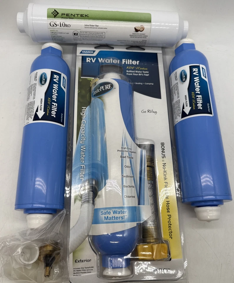 Camco RV Water Filter Lot Pentek Inline Filter GS-10ro-4 Water Filters NEW - Image 1 of 4