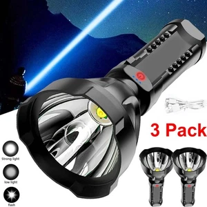 3 Stück Taktische Superhelle LED Taschenlampe Wiederaufladbare Arbeitsleuchte Taschenlampe Lampe - Bild 1 von 11