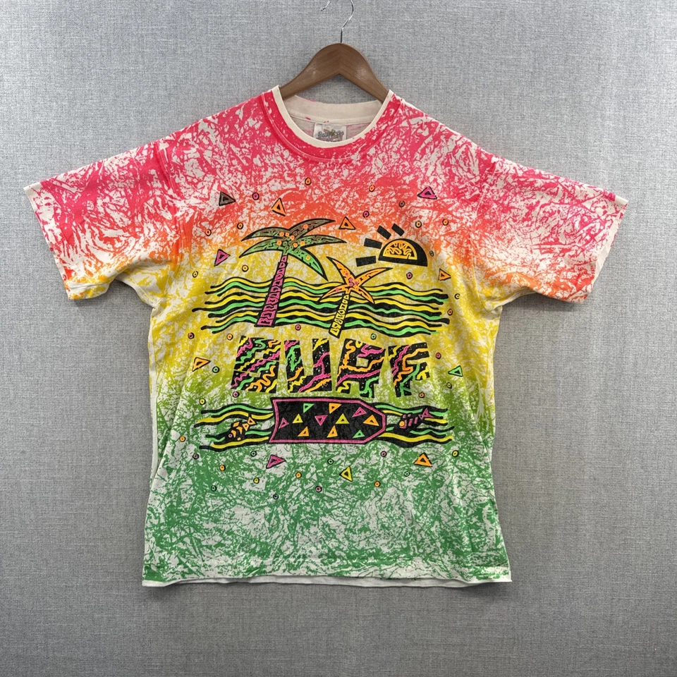 Camisa DE COLECCIÓN Surf Mania XL 1980 Tabla de Neón Puntada Única Hippie Hawaiana EE. UU. Foto 1 de 4