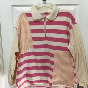 HEM AND THREAD Multi Mixed Kamila Reißverschluss gestreiftes Sweatshirt ~ S ~ EU - Bild 1 von 13