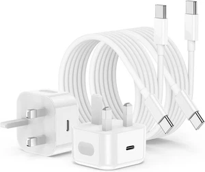 2 Pack 20W USB-C Fast Charger Plug + Cable for iPhone 17 16 15 Pro Max /Samsung - Picture 1 of 7