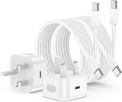 2 Pack 20W USB-C Fast Charger Plug + Cable for iPhone 17 16 15 Pro Max /Samsung - Image 1 of 4