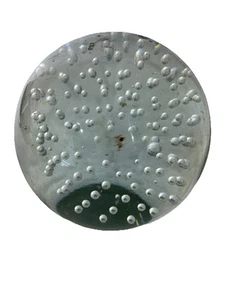 Art Clear Glass Controlled Air Bubbles Round Spherical Paperweight  3.5” Used. - Picture 1 of 4