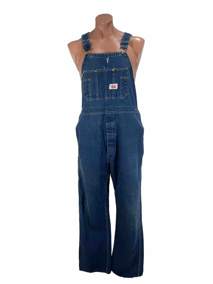 Macacão Road House masculino 40x34 azul denim feito nos EUA vintage anos 80 - Imagem 1 de 4