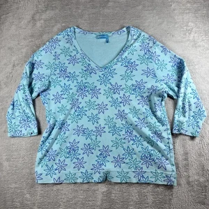 Fresh Produce Shirt Womens 1X Floral Resort Beach Coastal Made in USA Top - Picture 1 of 12