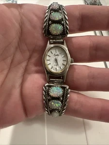 RB Richard Begay Navajo signiert Sterling mit sechs Opal Steinen Uhrenarmband & Uhr - Bild 1 von 15