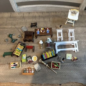 VTG Doll House Miniature Accessories Lot Oil Lamps Doll Table Accessories C Pics - Picture 1 of 11